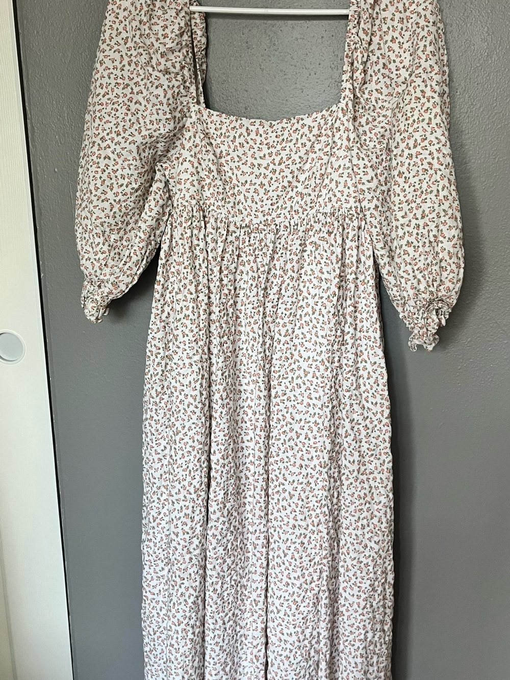 Storia Cream Midi Dress with Pink Floral Print